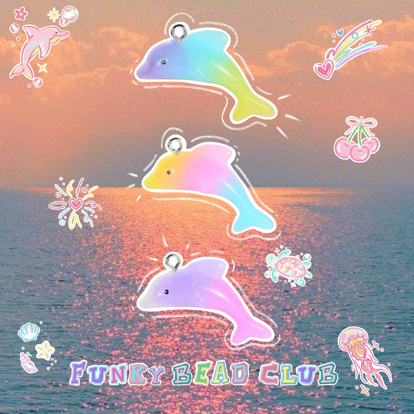 Dolfijn Bedel Geel-Roze-Blauw | Ibiza Collectie