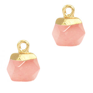 Natuursteen hangers hexagon Light pink-gold